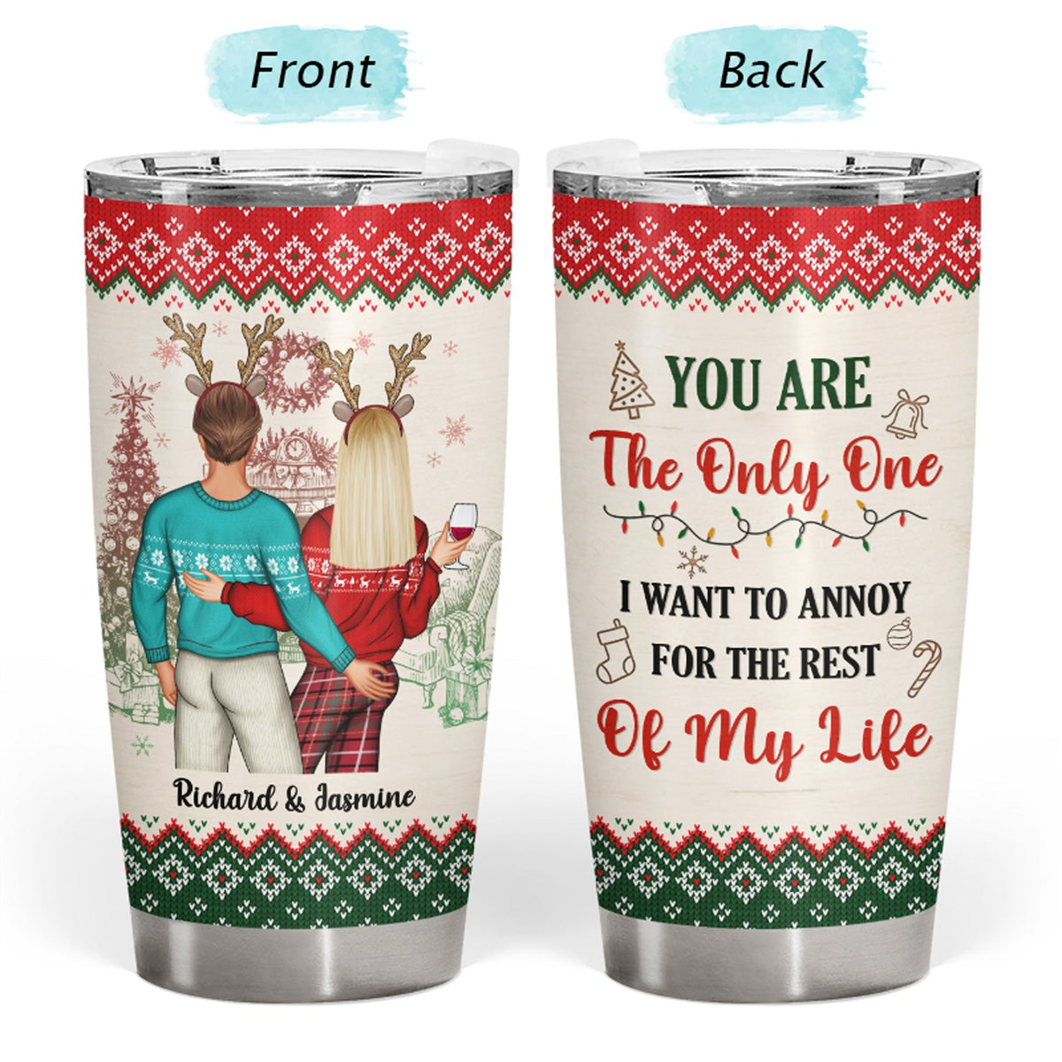 Christmas Couple Always Be By Your Side - Personalized Custom Tumbler