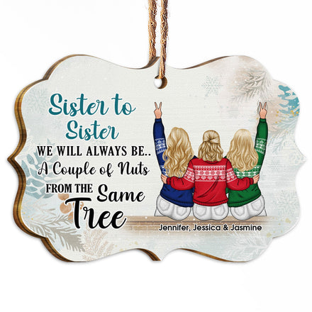 Noël du même arbre - Cadeau pour sœurs - Décoration en bois personnalisée