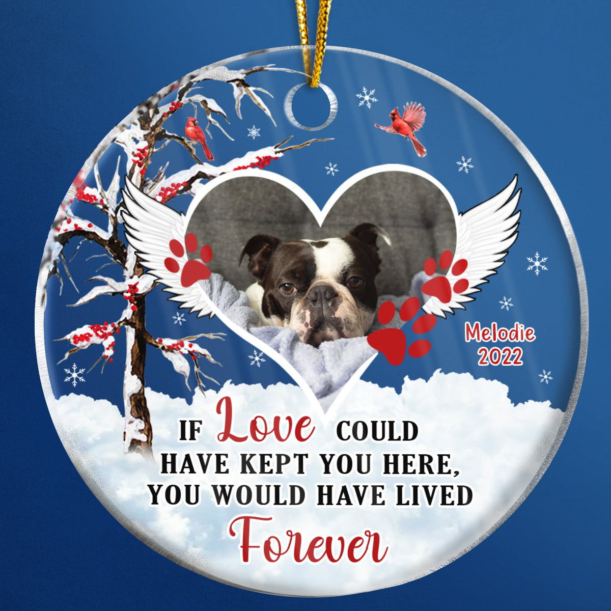Christmas Custom Photo Memorial Pet Lovers If Love Could Have Kept You - Personalized Custom Circle Acrylic Ornament