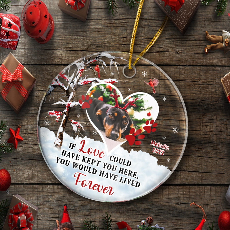 Christmas Custom Photo Memorial Pet Lovers If Love Could Have Kept You - Personalized Custom Circle Acrylic Ornament