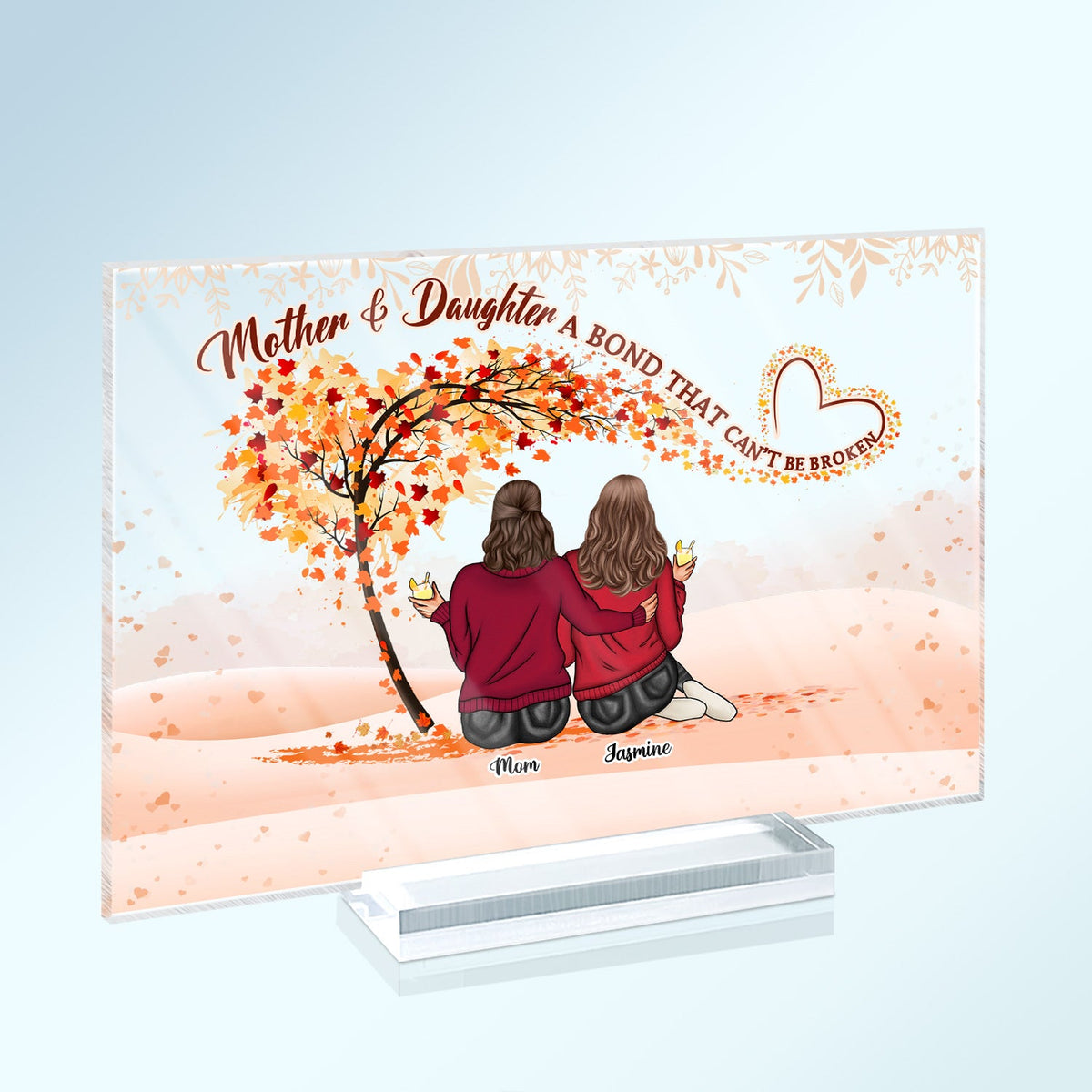 Mother & Daughter A Bond Can't Be Broken - Gift For Mother - Personalized Custom Horizontal Rectangle Acrylic Plaque