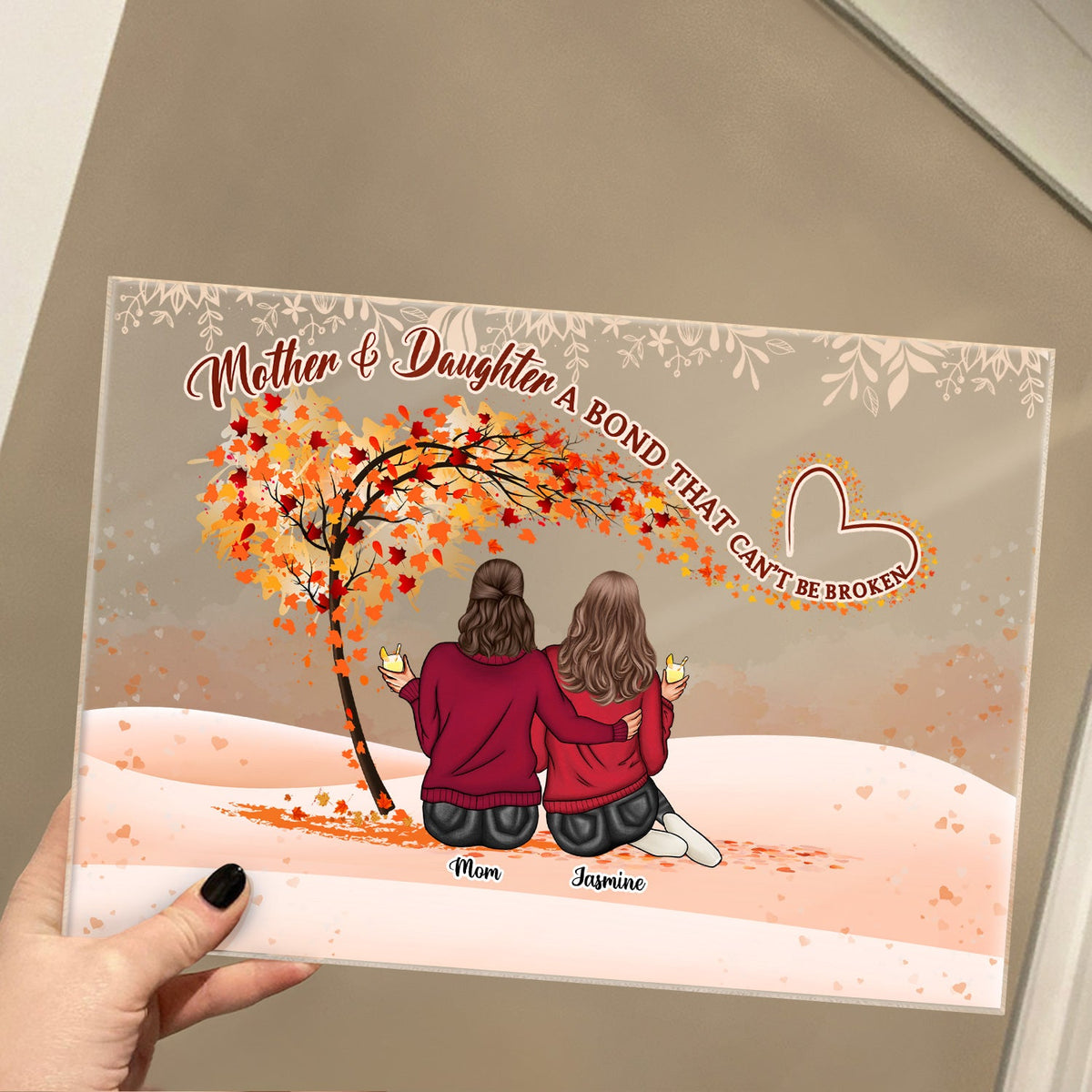 Mother & Daughter A Bond Can't Be Broken - Gift For Mother - Personalized Custom Horizontal Rectangle Acrylic Plaque