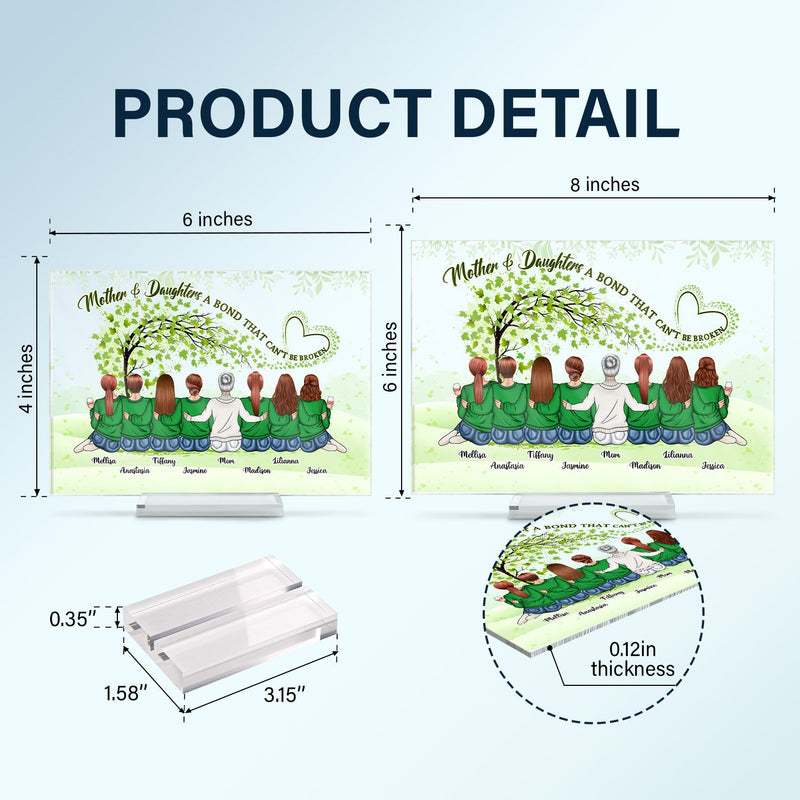 Mother & Daughter A Bond Can't Be Broken - Gift For Mother - Personalized Custom Horizontal Rectangle Acrylic Plaque