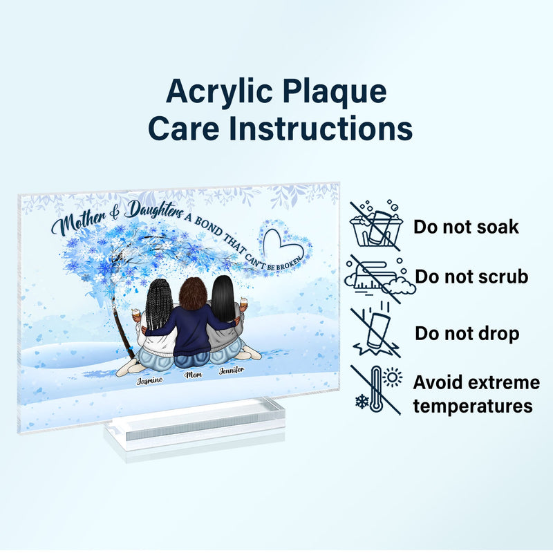 Mother & Daughter A Bond Can't Be Broken - Gift For Mother - Personalized Custom Horizontal Rectangle Acrylic Plaque