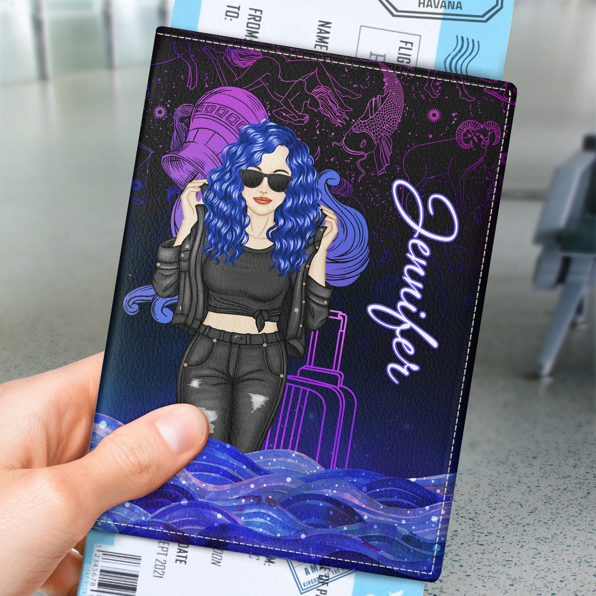 Fashion Zodiac Sign Girls My Horoscope Said To Travel - Personalized Custom Passport Cover, Passport Holder
