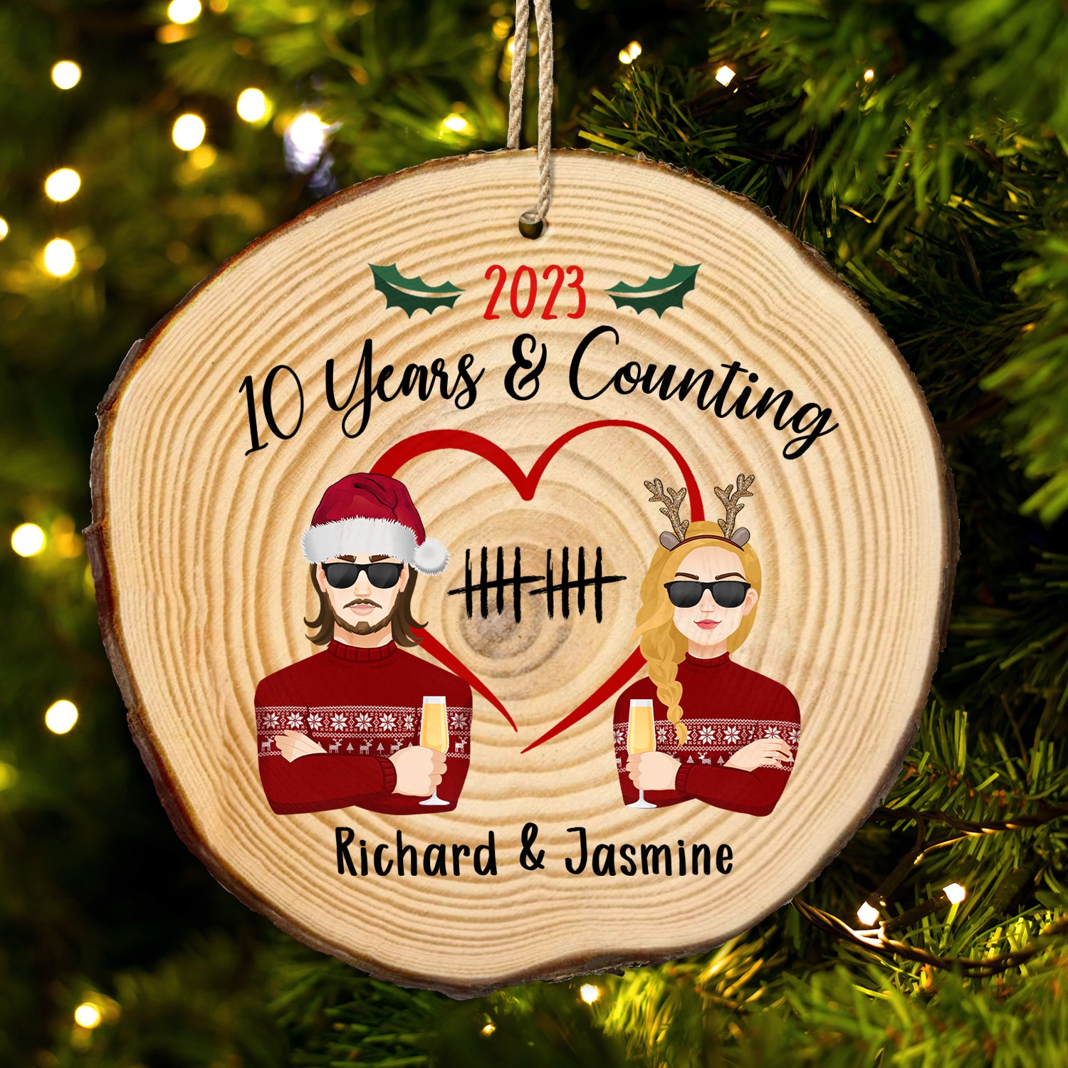 And Counting - Christmas Gift For Couples - Personalized Wood Slice Ornament