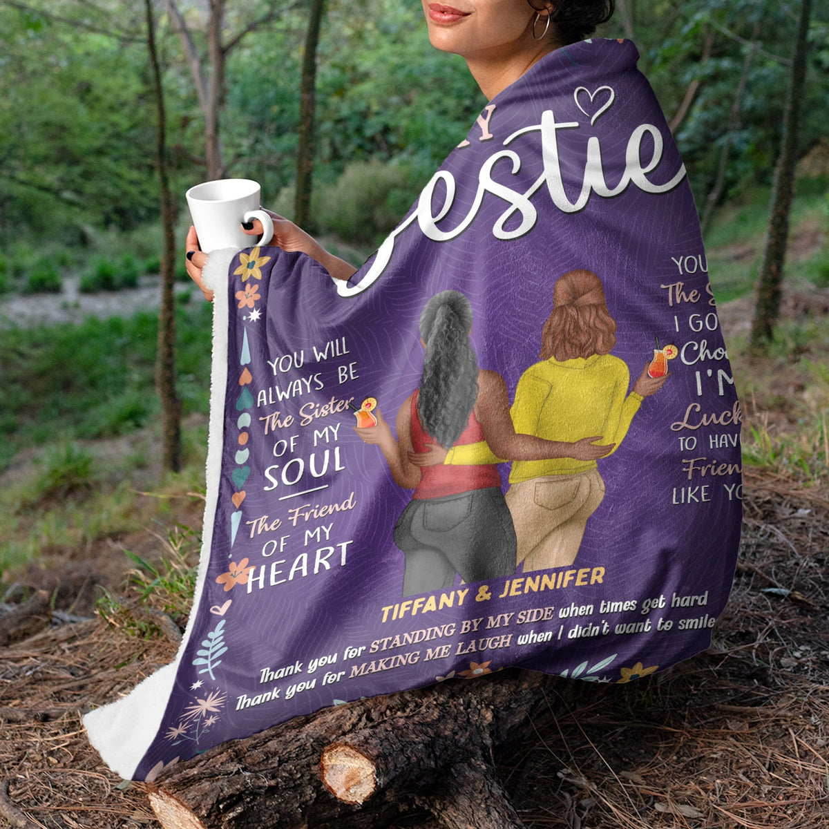 À ma meilleure amie, la sœur que j'ai choisie - Cadeau pour meilleure amie - Couverture polaire personnalisée