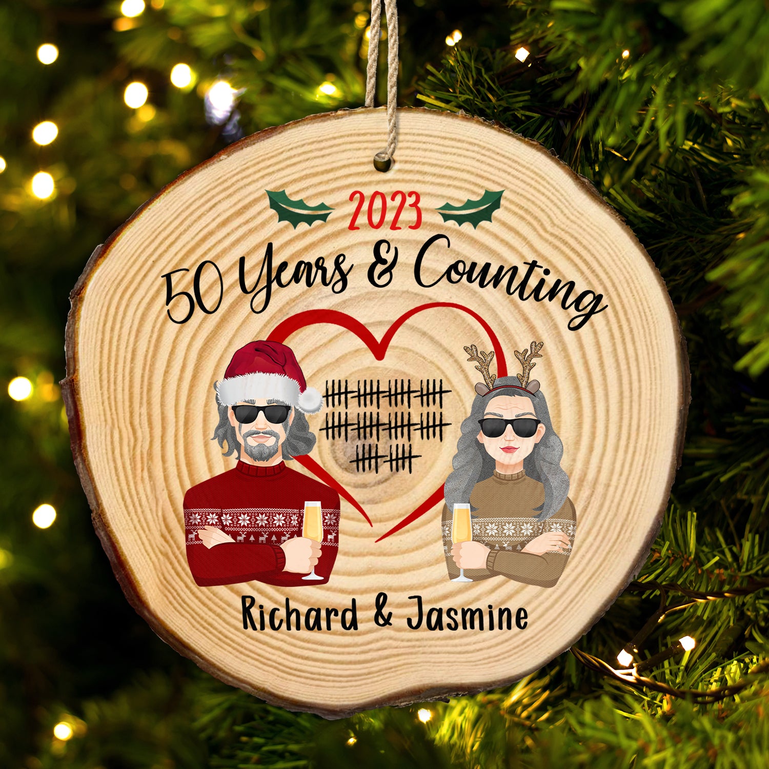 And Counting - Christmas Gift For Elderly Couples - Personalized Wood Slice Ornament