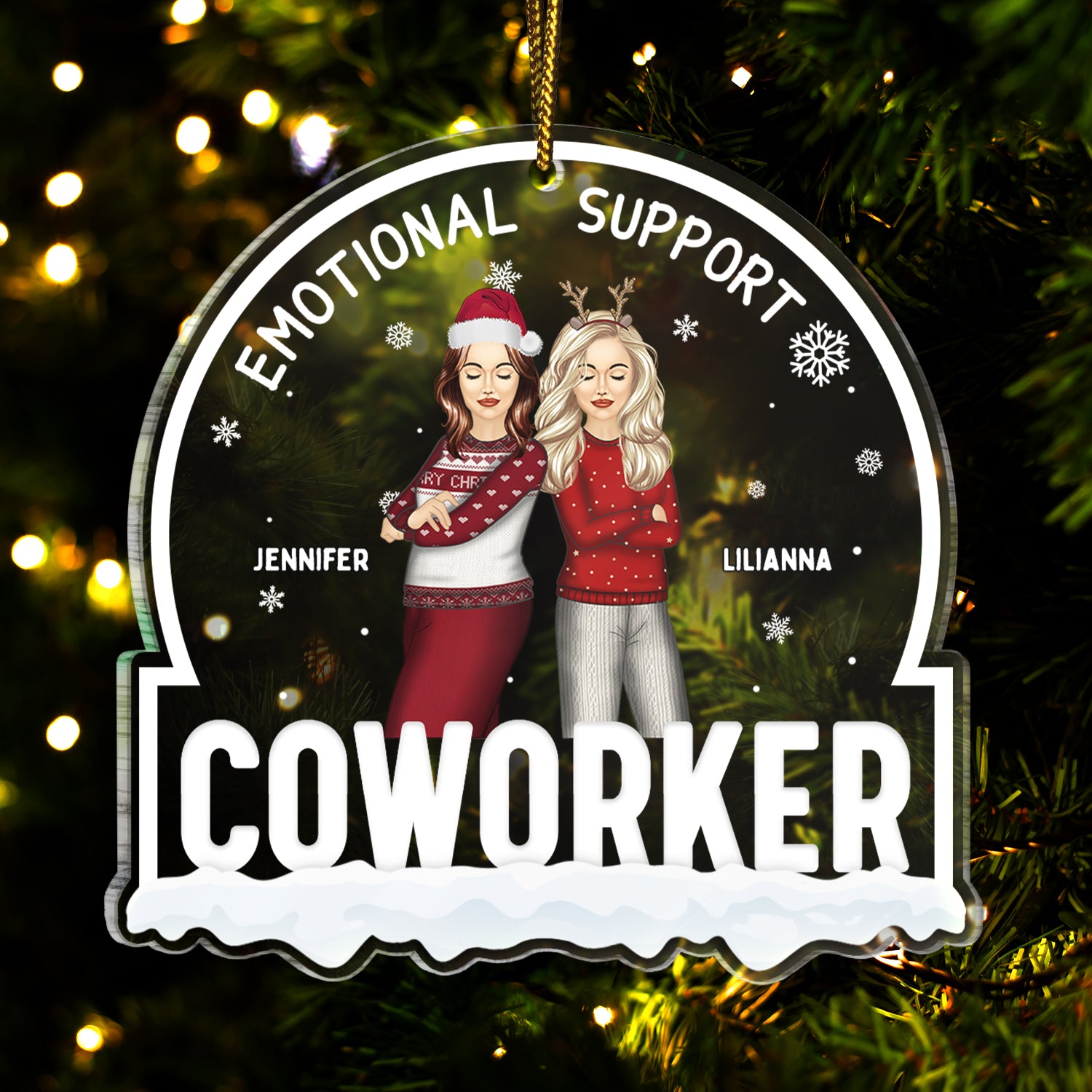 Christmas Colleagues Emotional Support Coworker - Gift For Coworker - Personalized Custom Shaped Acrylic Ornament