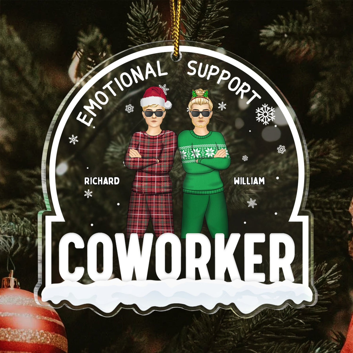 Christmas Colleagues Emotional Support Coworker - Gift For Coworker - Personalized Custom Shaped Acrylic Ornament