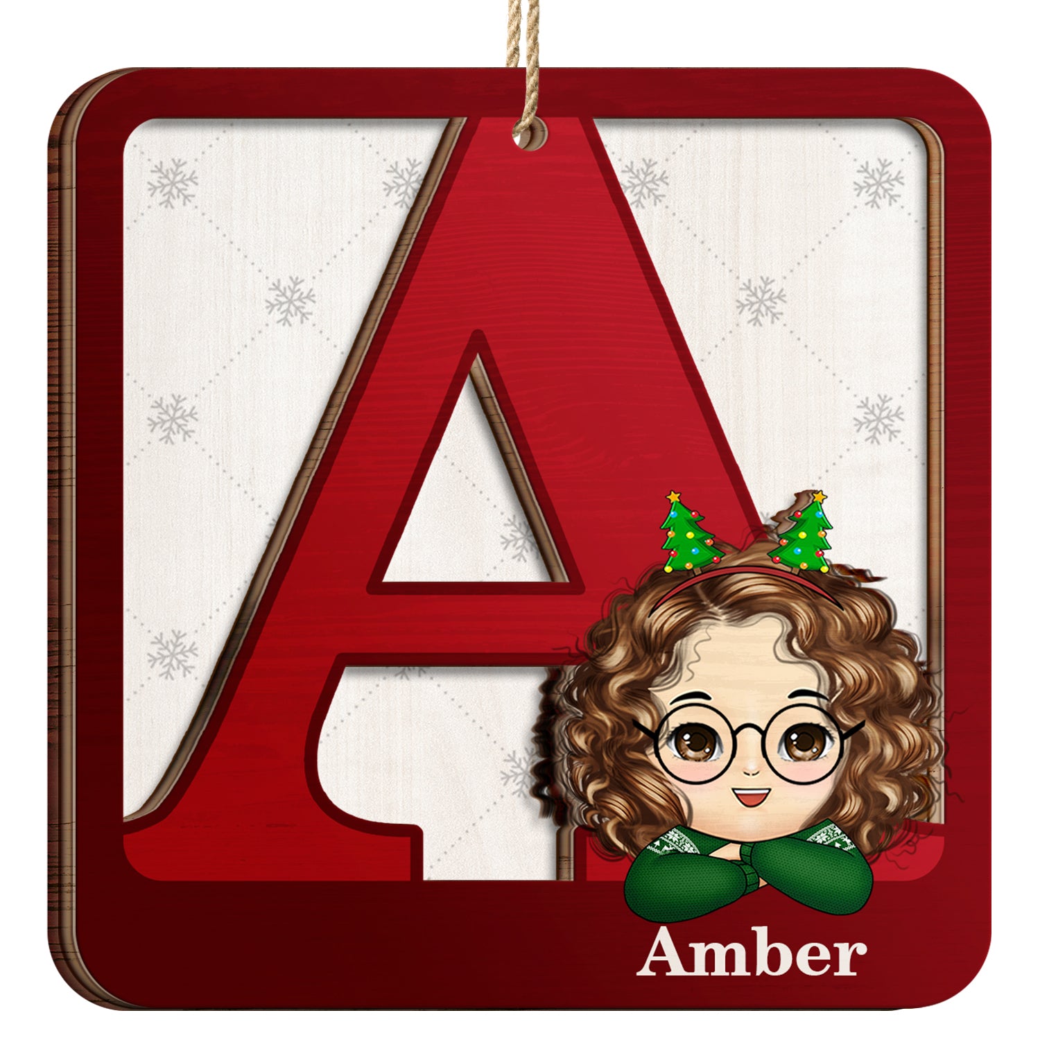 Alphabet Name - Christmas Gift For Kids - Personalized 2-Layered Wooden Ornament