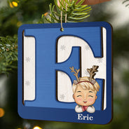 Nom de l'alphabet - Cadeau de Noël pour enfants - Décoration en bois personnalisée à 2 couches