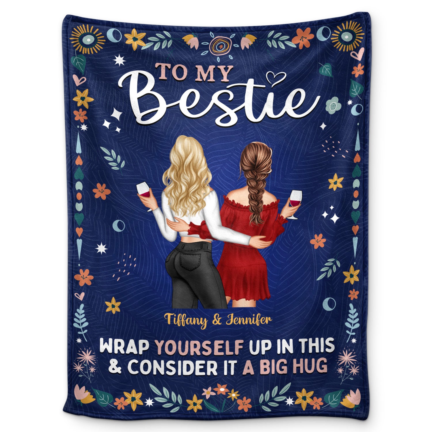 Back Side To My Bestie Wrap Yourself Up - Gift For Bestie - Personalized Fleece Blanket