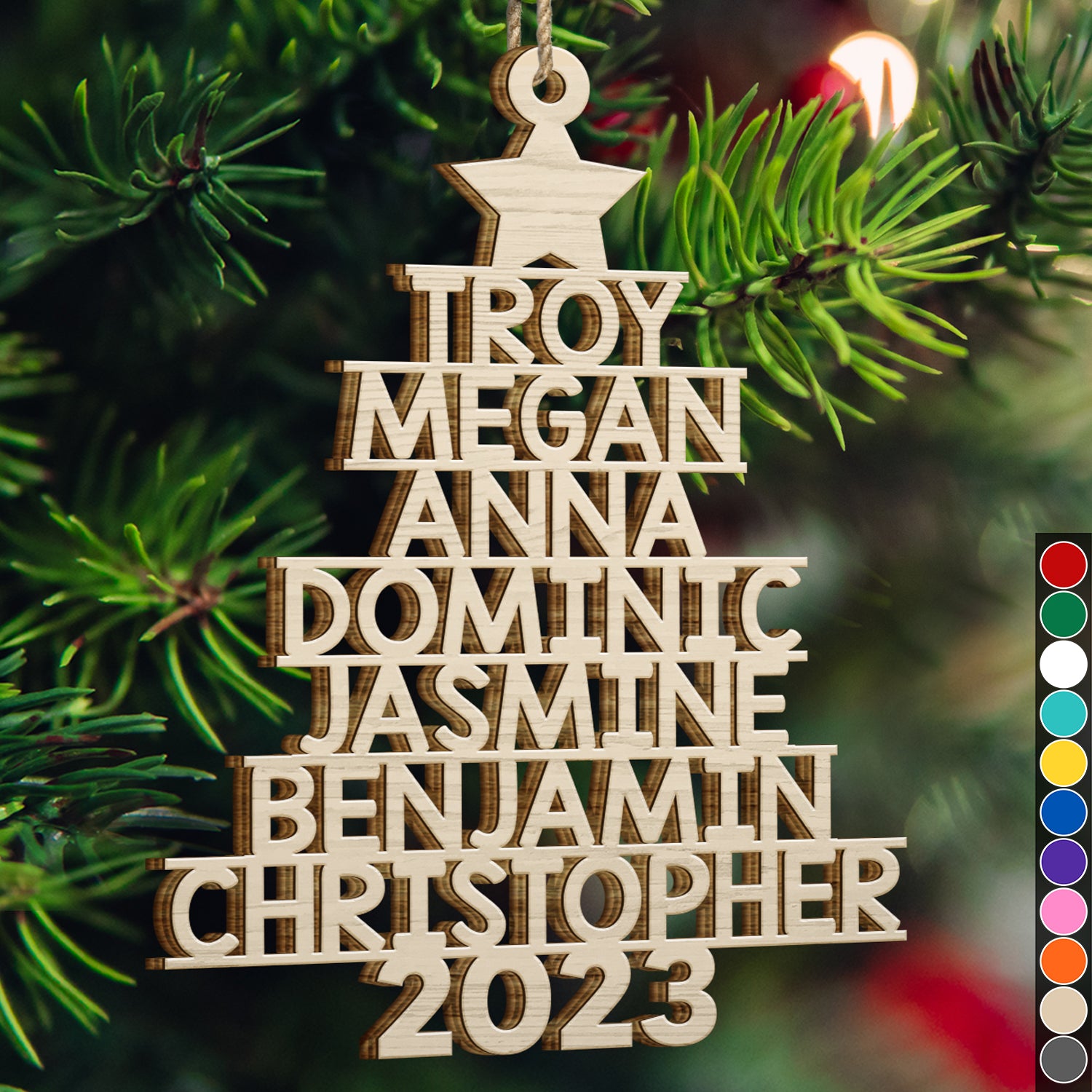 Christmas Tree Family Bestie Coworker Custom Name - Gift For Family, Coworker, Besties - Personalized Wooden Cutout Ornament