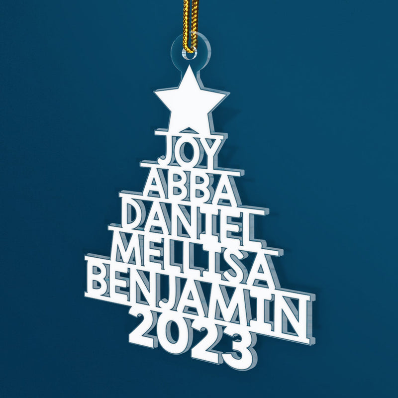 Christmas Tree Family Bestie Coworker Custom Name - Gift For Family, Coworker, Besties - Personalized Cutout Acrylic Ornament