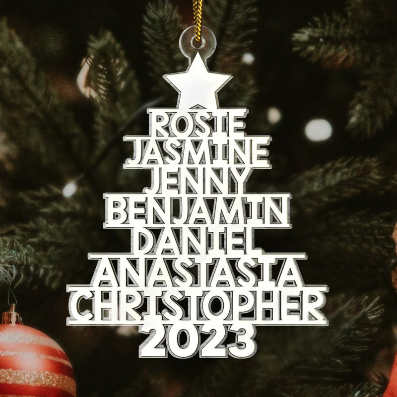 Christmas Tree Family Bestie Coworker Custom Name - Gift For Family, Coworker, Besties - Personalized Cutout Acrylic Ornament