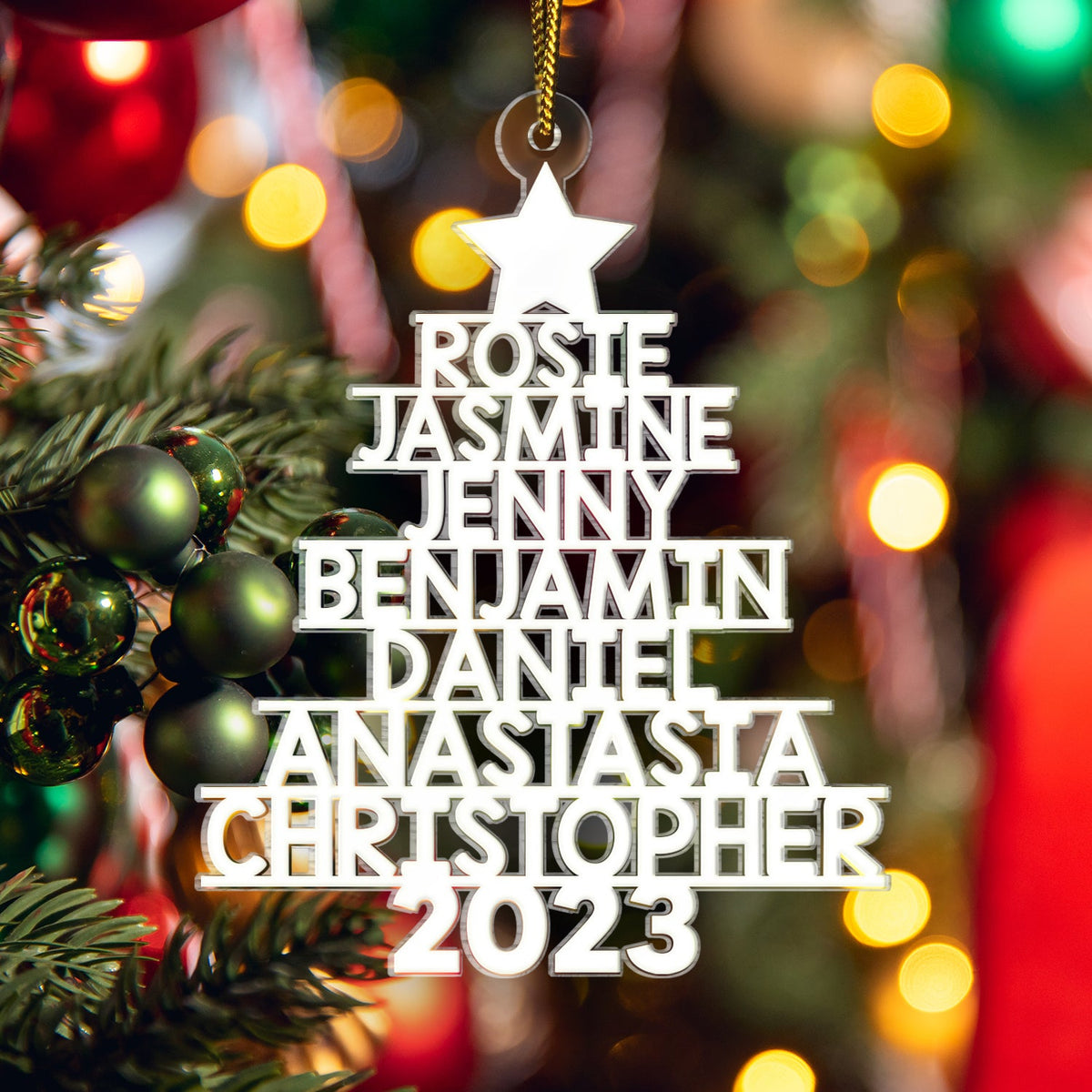 Christmas Tree Family Bestie Coworker Custom Name - Gift For Family, Coworker, Besties - Personalized Cutout Acrylic Ornament