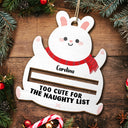 Icon Too Cute For The Naughty List - Christmas Gift For Kids - Personalized Wooden Cutout Ornament, Money Holder Ornament