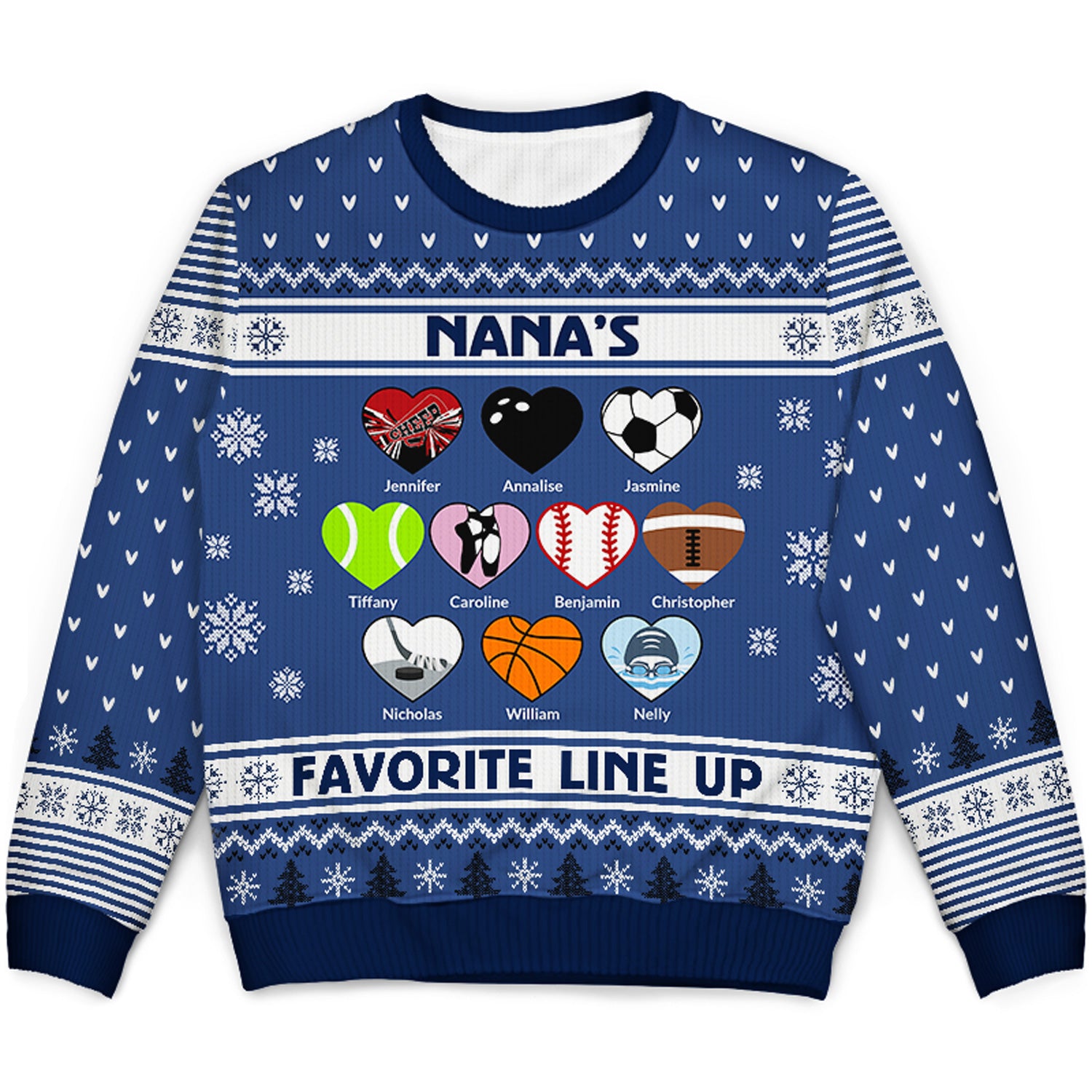 Favorite Lineup - Christmas Gift For Parents And Grandparents - Personalized Unisex Ugly Sweater