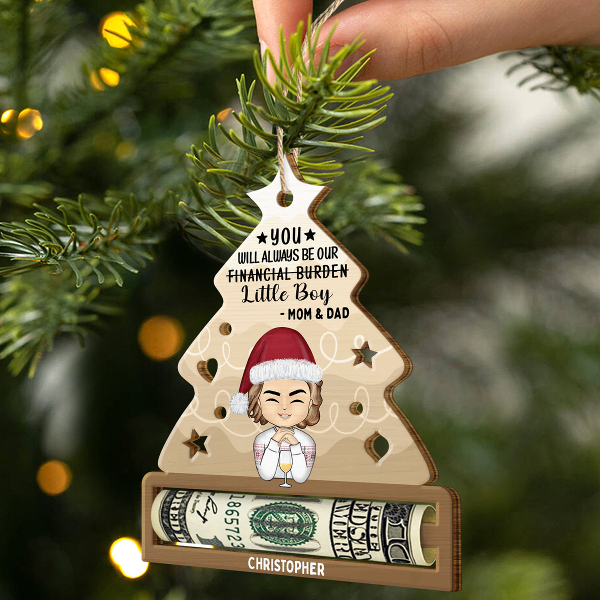Cedar Engraved Child Height/Growth Ribbon Christmas Ornament –  OwlMingoDesigns, LLC