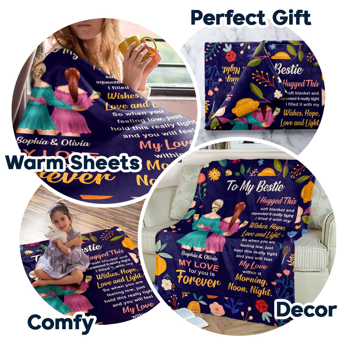 Floral To My Sister Wrap Yourself Up - Gift For Sisters - Personalized Fleece Blanket