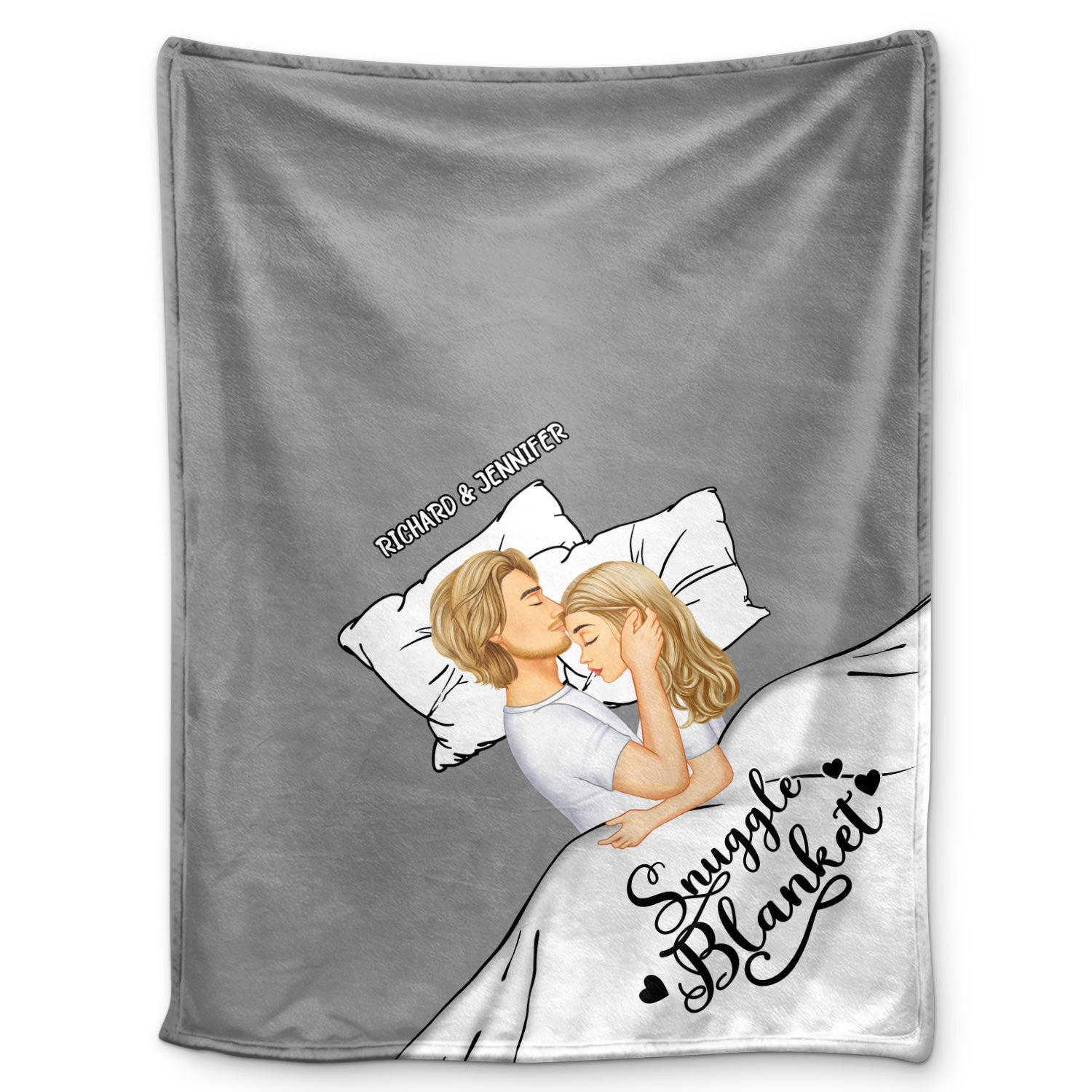 Couple Side View Snuggle Blanket - Gift For Couples - Personalized Fleece Blanket