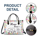 Floral Mama Bear - Gift For Mother - Personalized Leather Bag