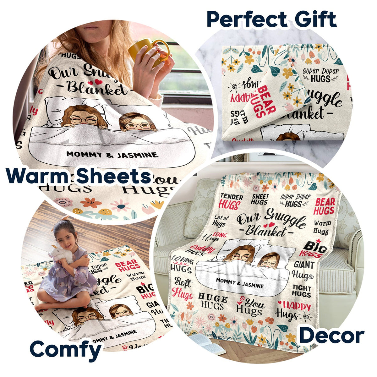 Mother Hug Blanket - Gift For Mother - Personalized Fleece Blanket, Sherpa Blanket