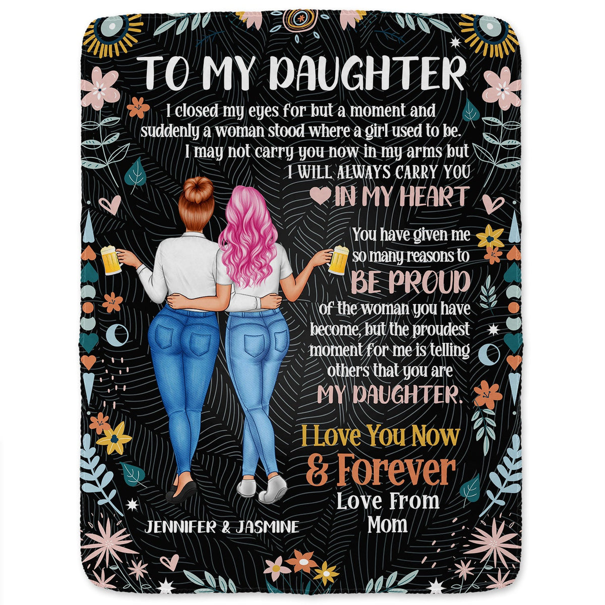 Ma fille m'a fermé les yeux un instant - Cadeau pour fille - Couverture polaire personnalisée, couverture sherpa