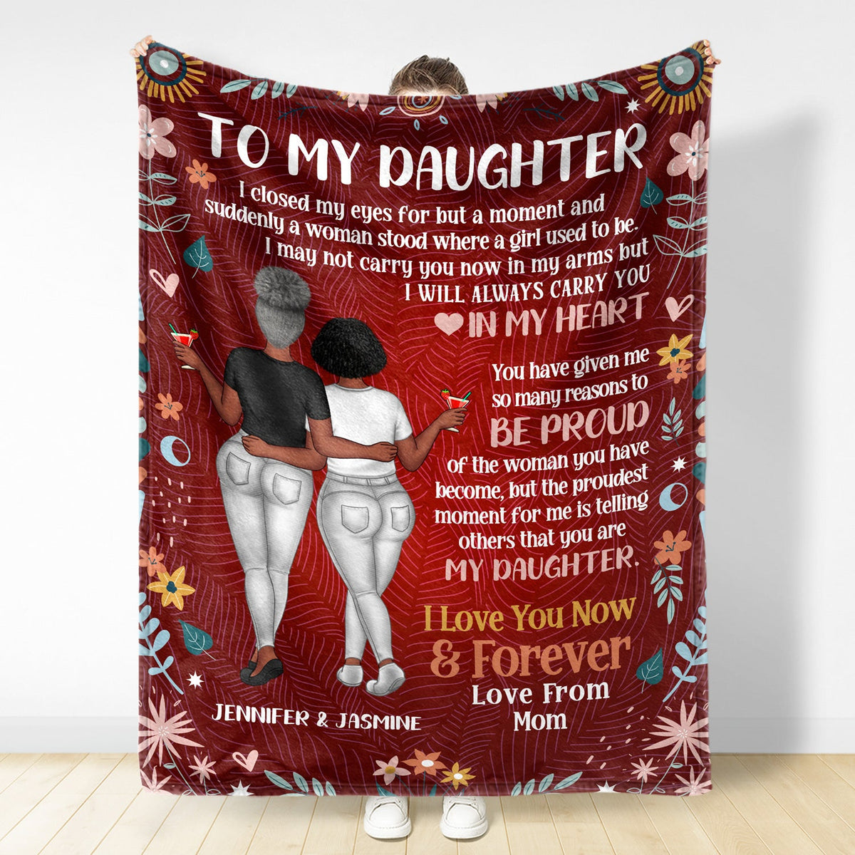 Ma fille m'a fermé les yeux un instant - Cadeau pour fille - Couverture polaire personnalisée, couverture sherpa