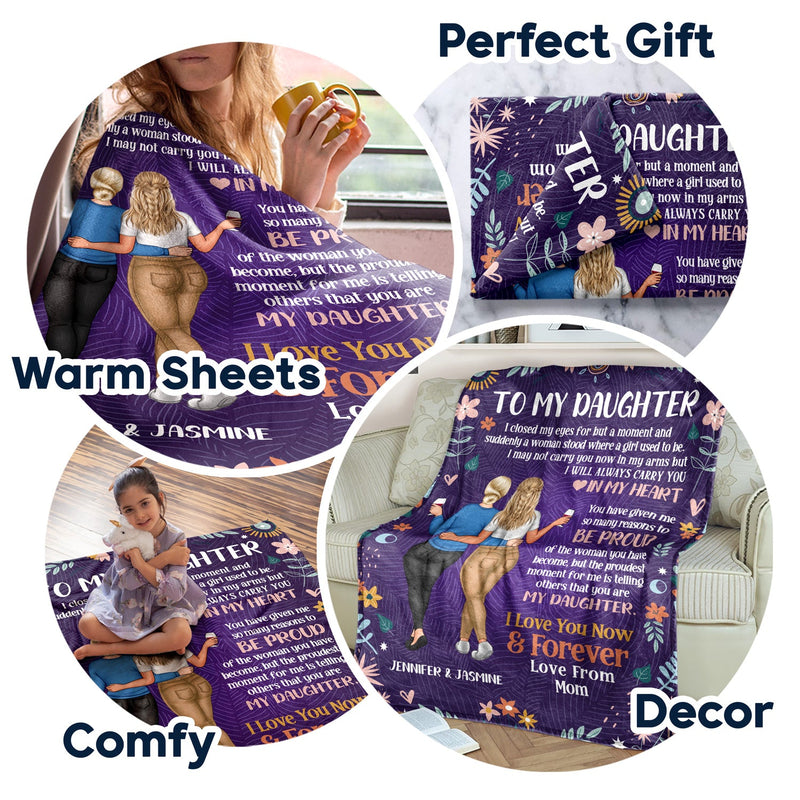 Ma fille m'a fermé les yeux un instant - Cadeau pour fille - Couverture polaire personnalisée, couverture sherpa