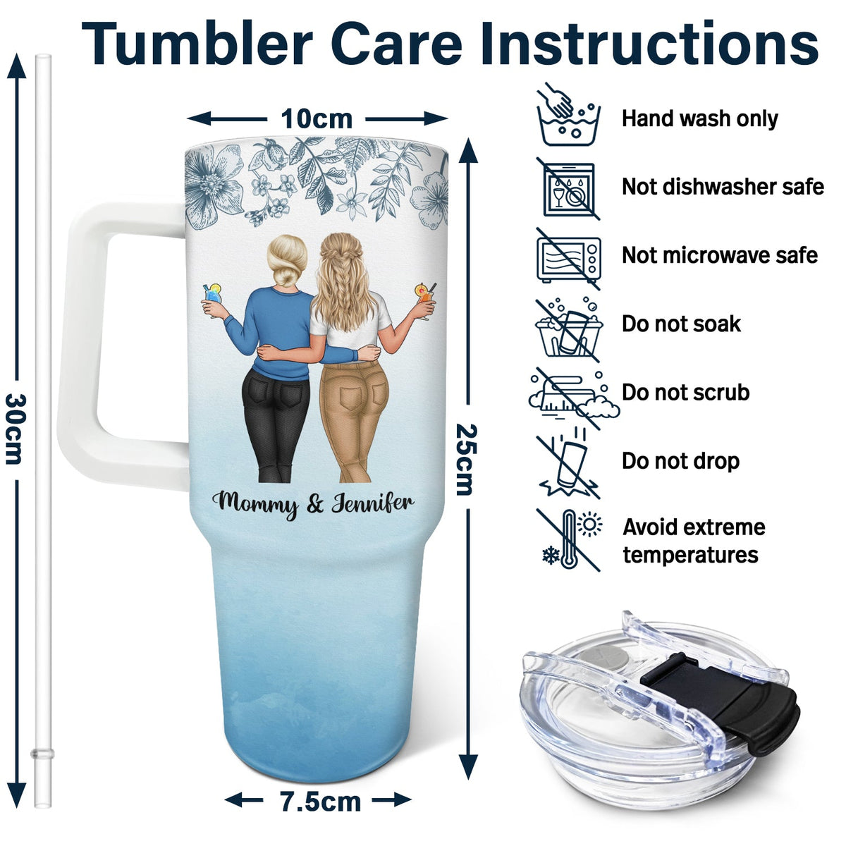Perfect Mother Daughter Relationship - Gift For Mother - Personalized 40oz Tumbler With Straw