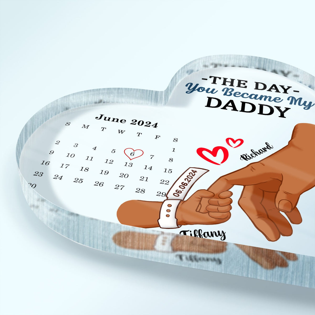 Calendar Mommy The Day You Became My Mommy - Gift For Mother - Personalized Heart Shaped Acrylic Plaque