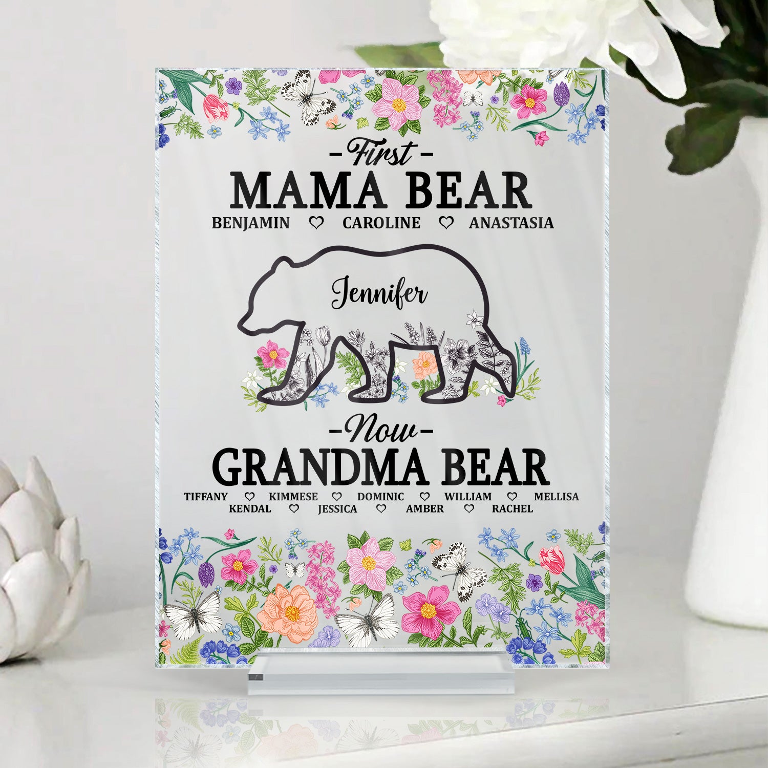 Now Grandma Bear - Gift For Grandmother - Personalized Vertical Rectangle Acrylic Plaque