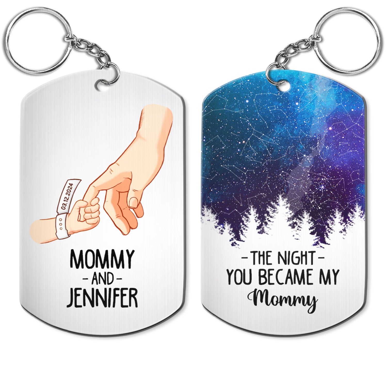 Star Map The Night You Became My Mommy - Gift For Mother - Personalized Aluminum Keychain