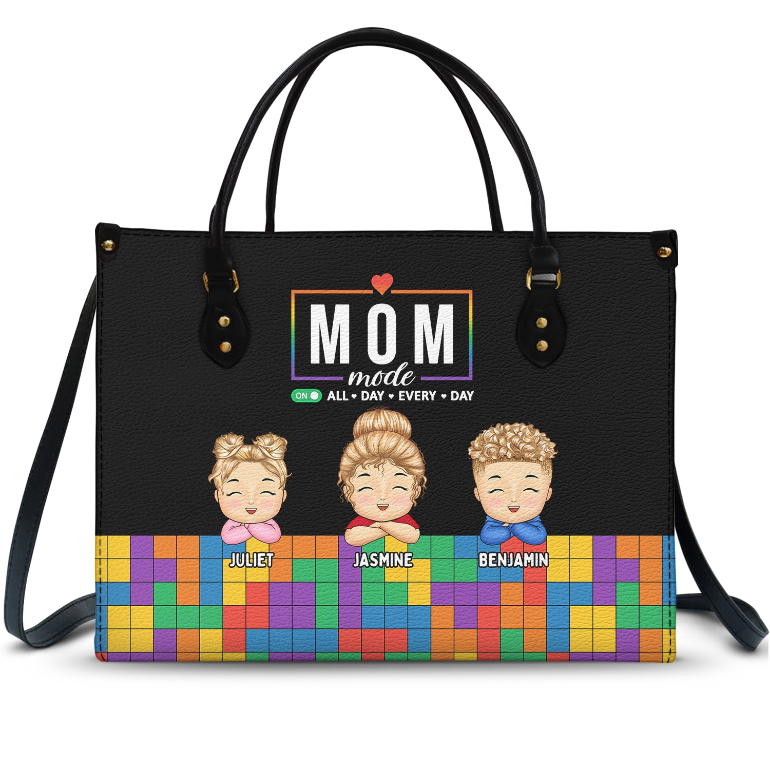Mom Mode On - Gift For Young Mother - Personalized Leather Bag
