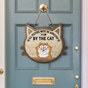 All Visitors Must Be Approved By - Gift For Cat Lovers - Personalized Custom Shaped Wood Sign