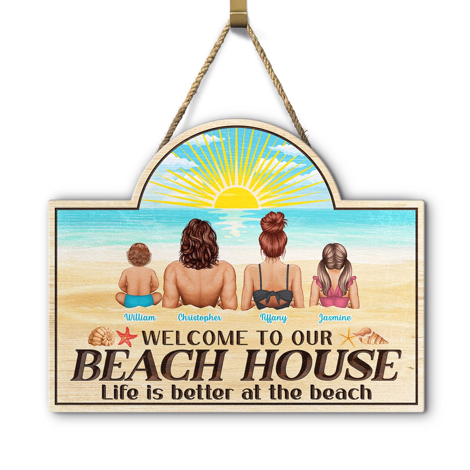 Life Is Better At The Beach - Beach House Decor Gift For Dad Mom - Personalized Custom Shaped Wood Sign
