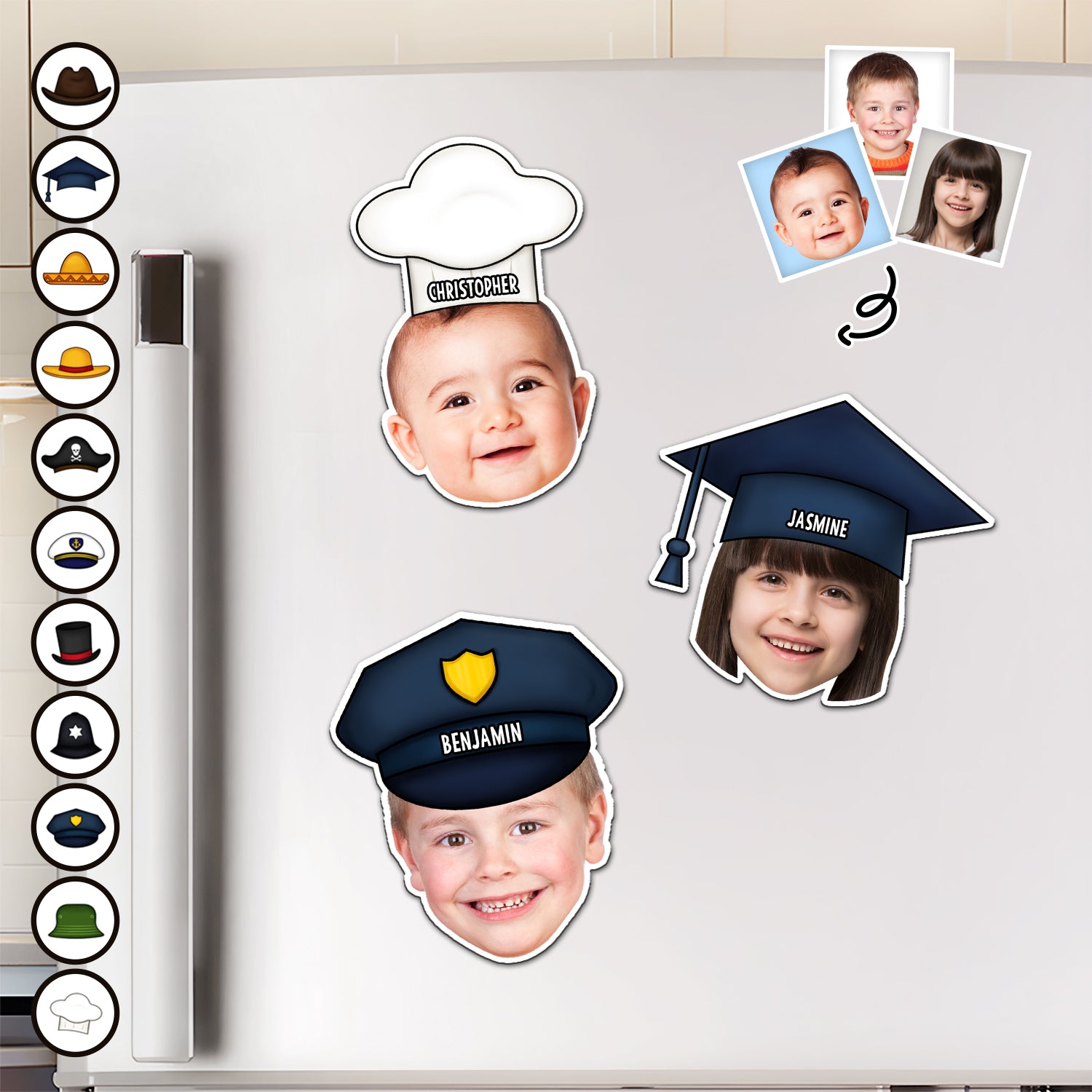 Custom Photo Funny Chef Job Hat - Gift For Family - Personalized Magnet