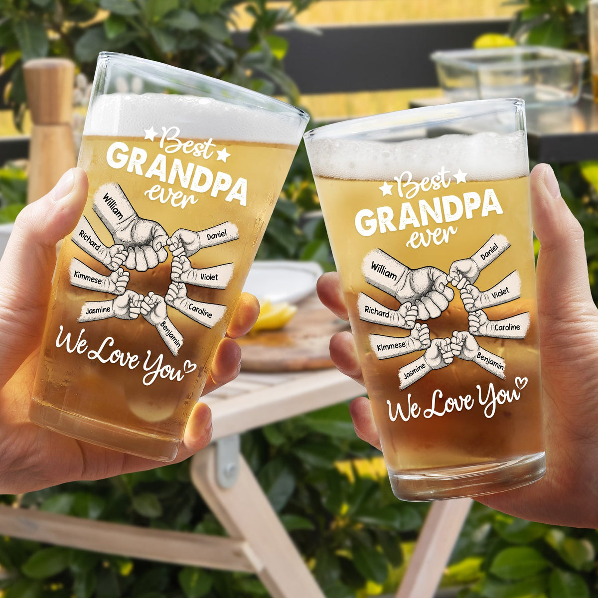Best Dad Grandpa Ever - Personalized Beer Glass