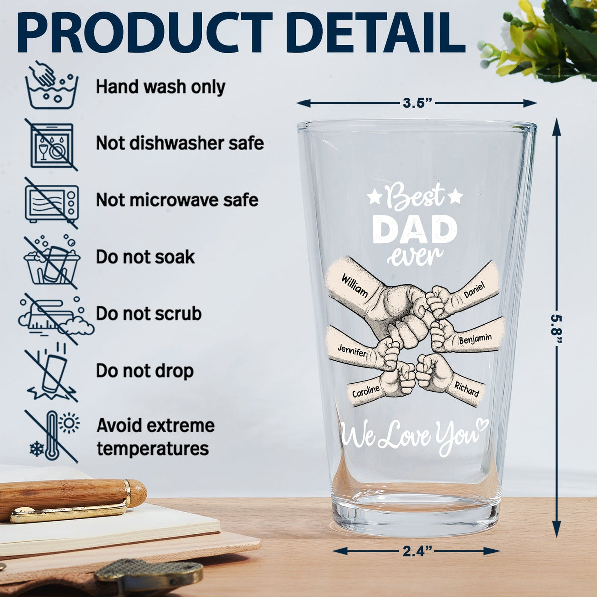Best Dad Grandpa Ever - Personalized Beer Glass
