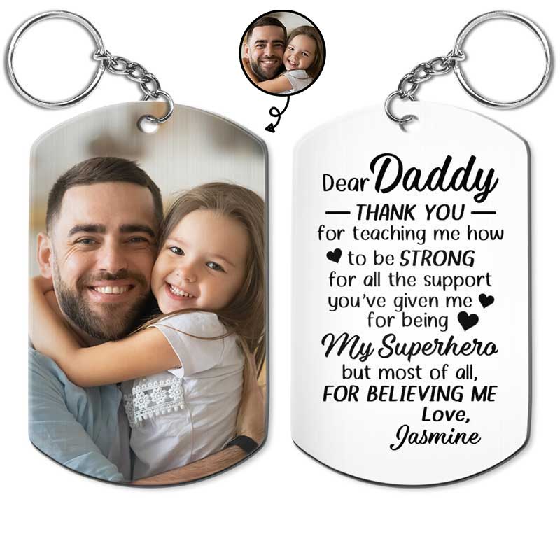 Custom Photo Thank You For Teaching Me How To Be Strong - Personalized Aluminum Keychain