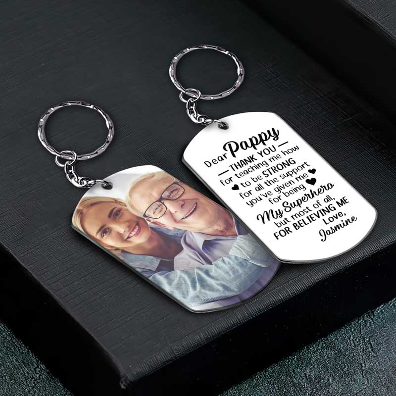 Custom Photo Thank You For Teaching Me How To Be Strong - Personalized Aluminum Keychain