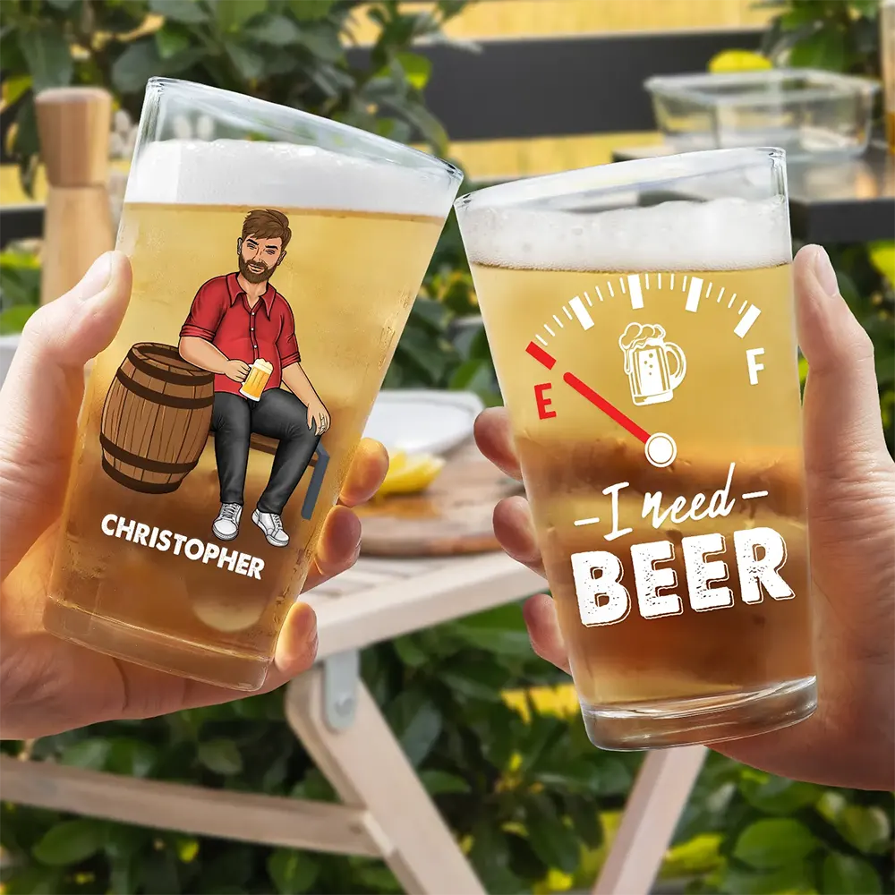 I Need Beer - Personalized Beer Glass