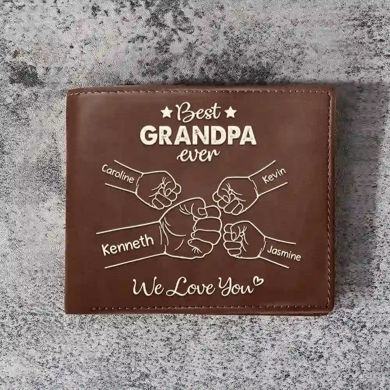 Best Dad Grandpa Ever - Personalized Leather Wallet