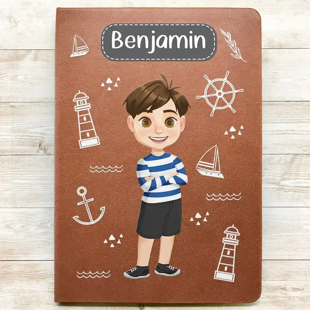 Car Mermaid Unicorn Dinosaur Astronaut Kids - Personalized Leather Journal