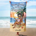 Sunrise Sunburn Sunset Repeat - Personalized Beach Towel