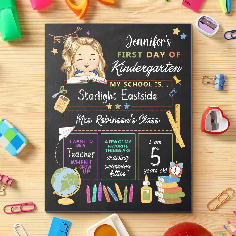 Kid First Day Of School - Personalized School Sign