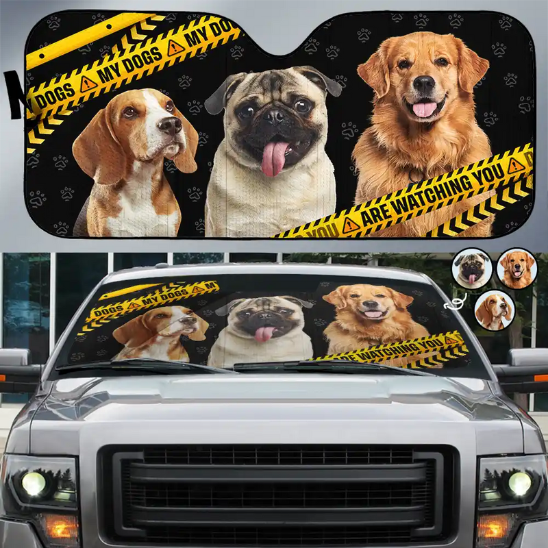 Custom Photo Funny Face Husband Wife Dog Cat - Personalized Auto Sunshade