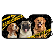 Photo personnalisée drôle de visage mari femme chien chat - Pare-soleil auto personnalisé